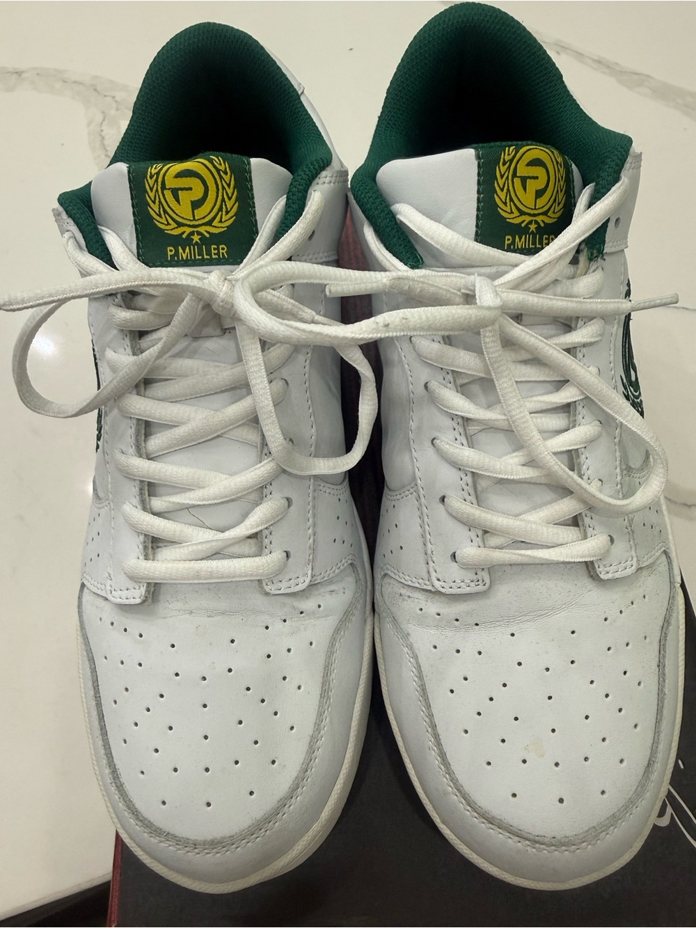 P.Miller aka Master P - Men's White and Green Low-Top Sneakers